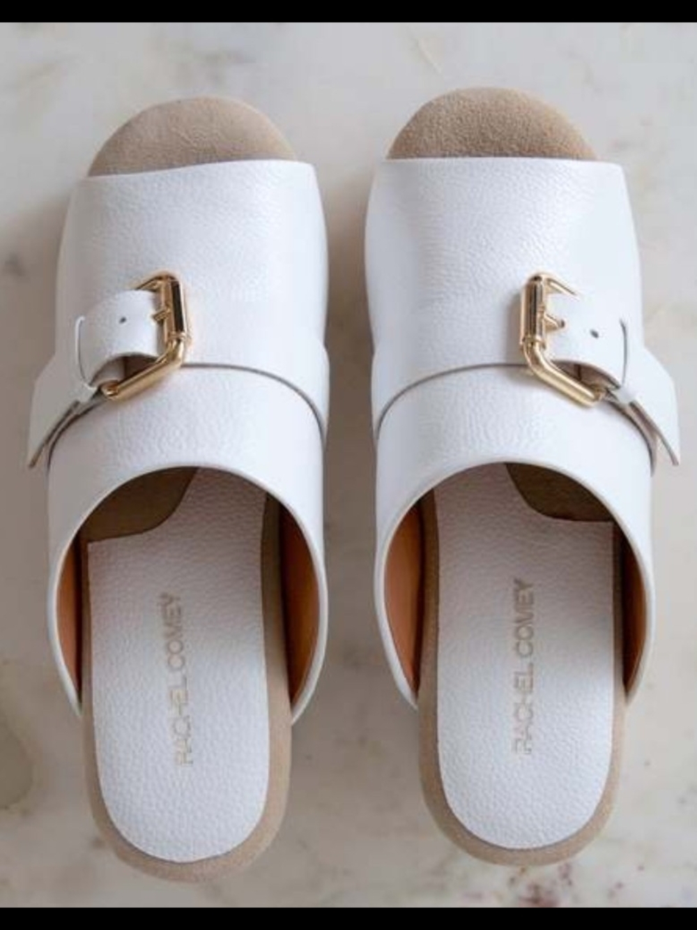 Rachel Comey White Leather Buckle Clog Mules - Picture 4 of 5